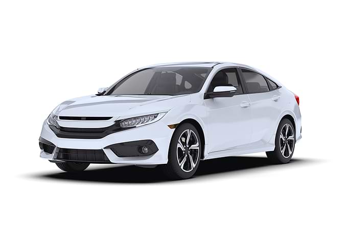 White Car Honda Civic on White Background