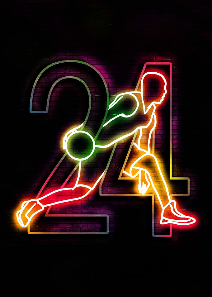 Neon Basketball Player Number 24