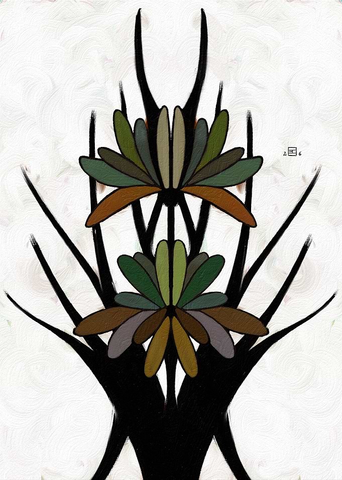Abstract Floral Arrangement on White