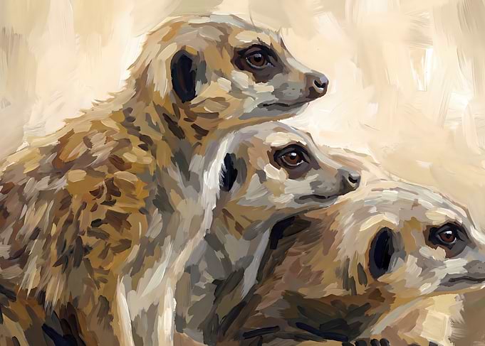 Meerkat Family Portrait Painting