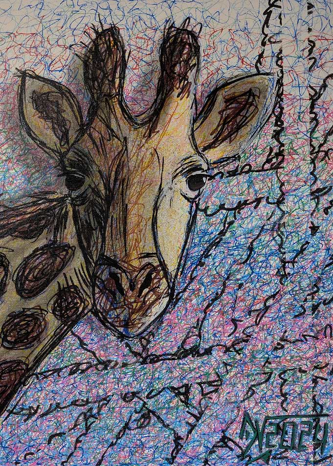 Giraffe Portrait with Abstract Background
