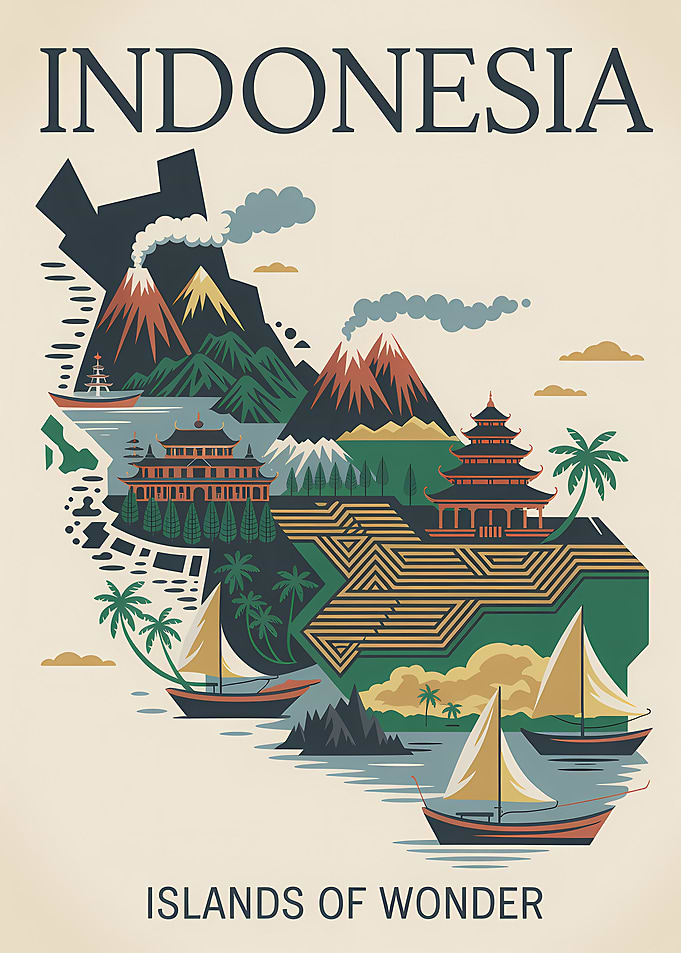 Indonesia: Islands of Wonder Travel Poster