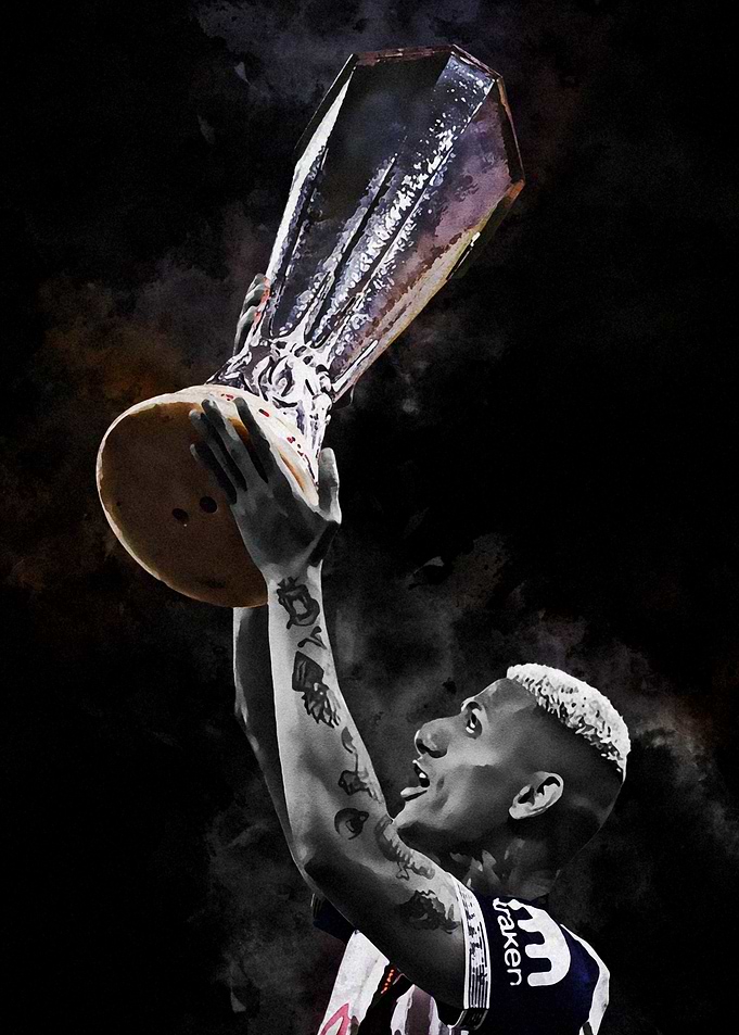 Richarlison Player Celebrates with Trophy