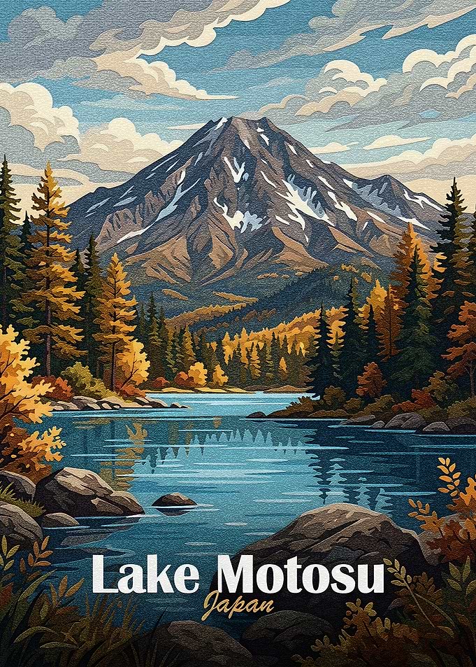 Lake Motosu, Japan Landscape Art