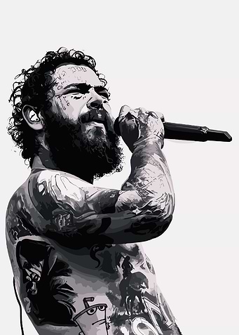 Post Malone Monochrome Portrait