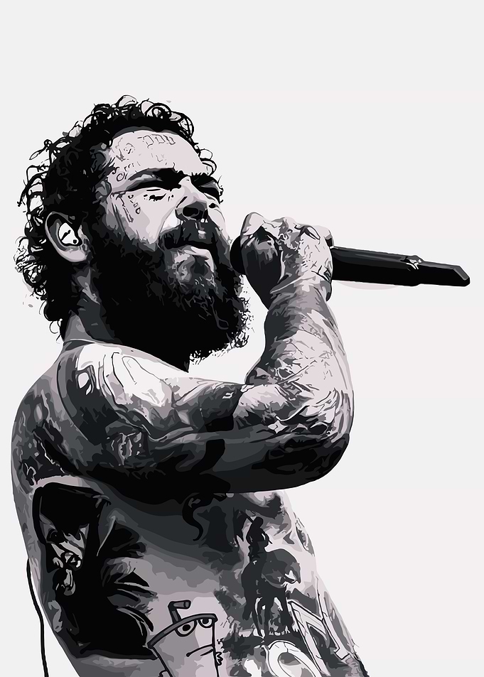 Post Malone Monochrome Portrait