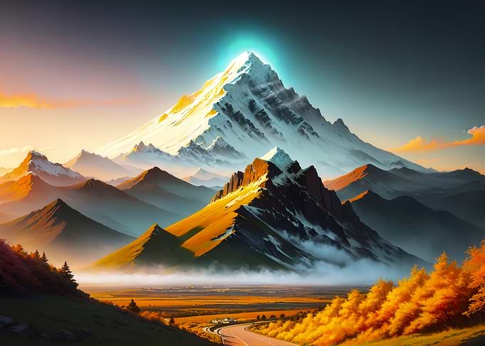 Majestic Mountain Landscape with Golden Light