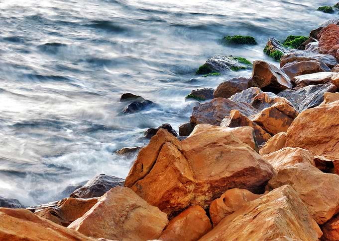 Rocky Shoreline with Ocean Waves