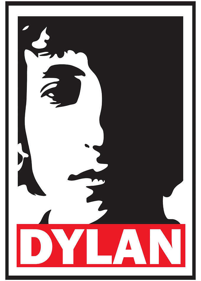 Bob Dylan Portrait Black White Red