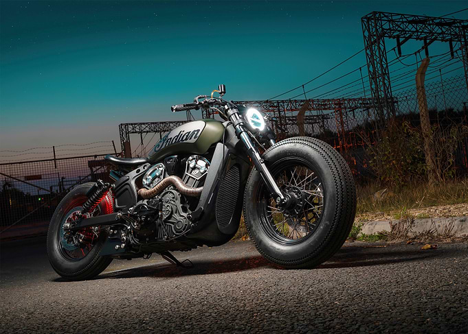 Custom Indian Motorcycle at Dusk