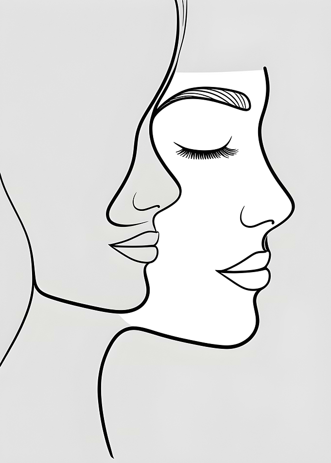 Minimalist Line Art: Two Faces Profile