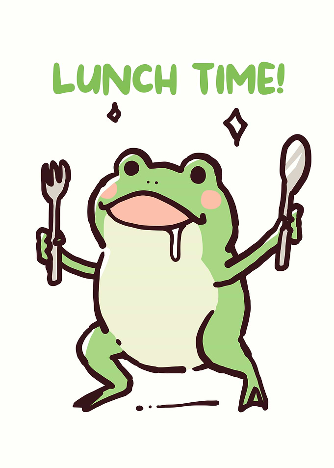Cartoon Frog Ready for Lunch