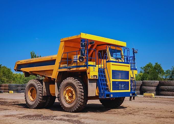 Yellow and Blue Mining Dump Truck
