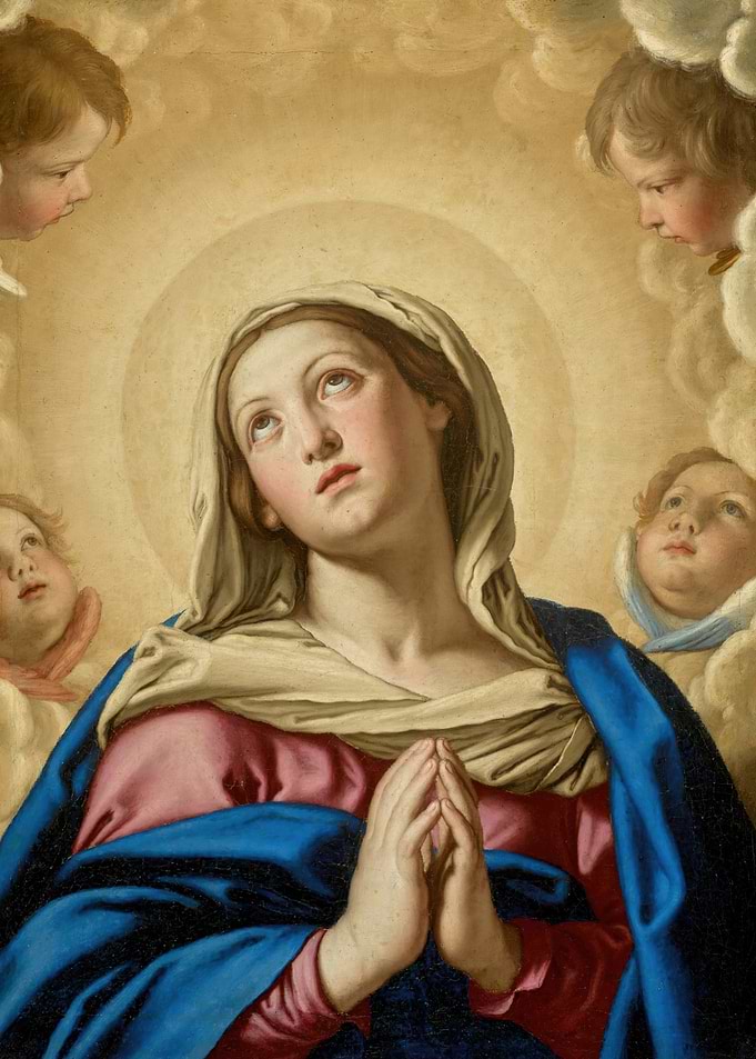 Religious Painting: Mary and Angels