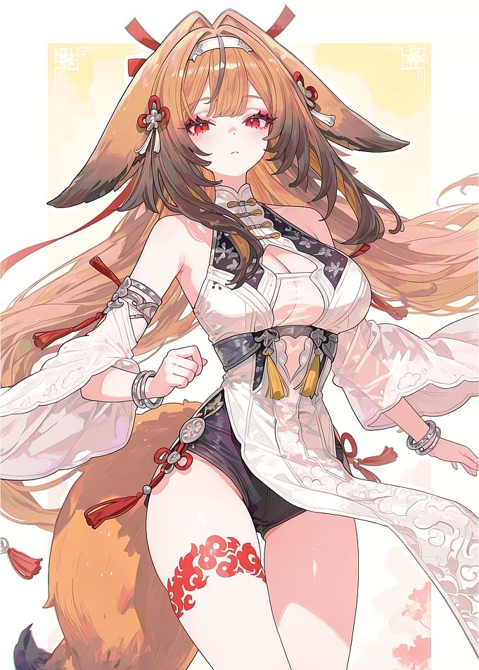Anime Fox Girl in Traditional Dress