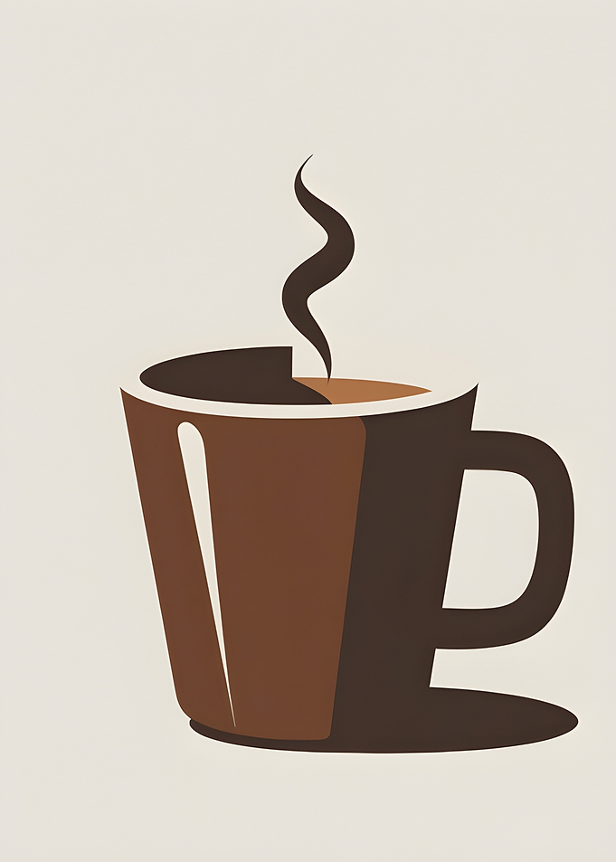 Stylized Coffee Cup with Rising Steam