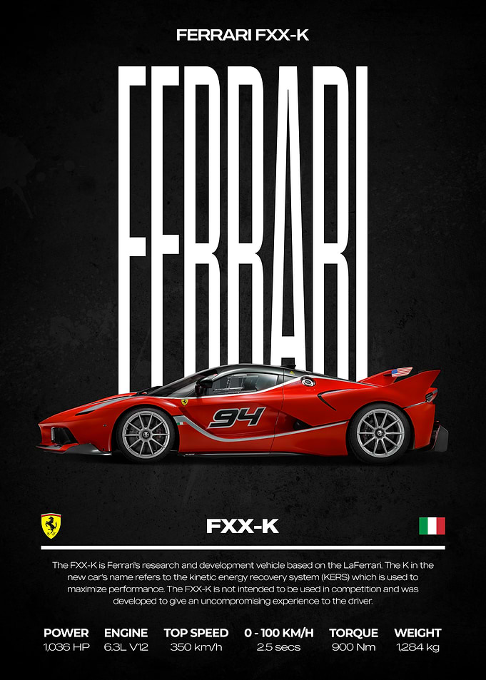 Ferrari FXX-K Red Sports Car Poster