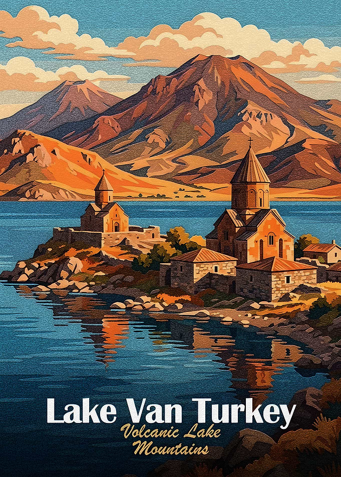 Lake Van Turkey Landscape Illustration