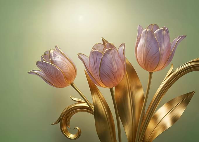 Elegant Tulips with Golden Accents