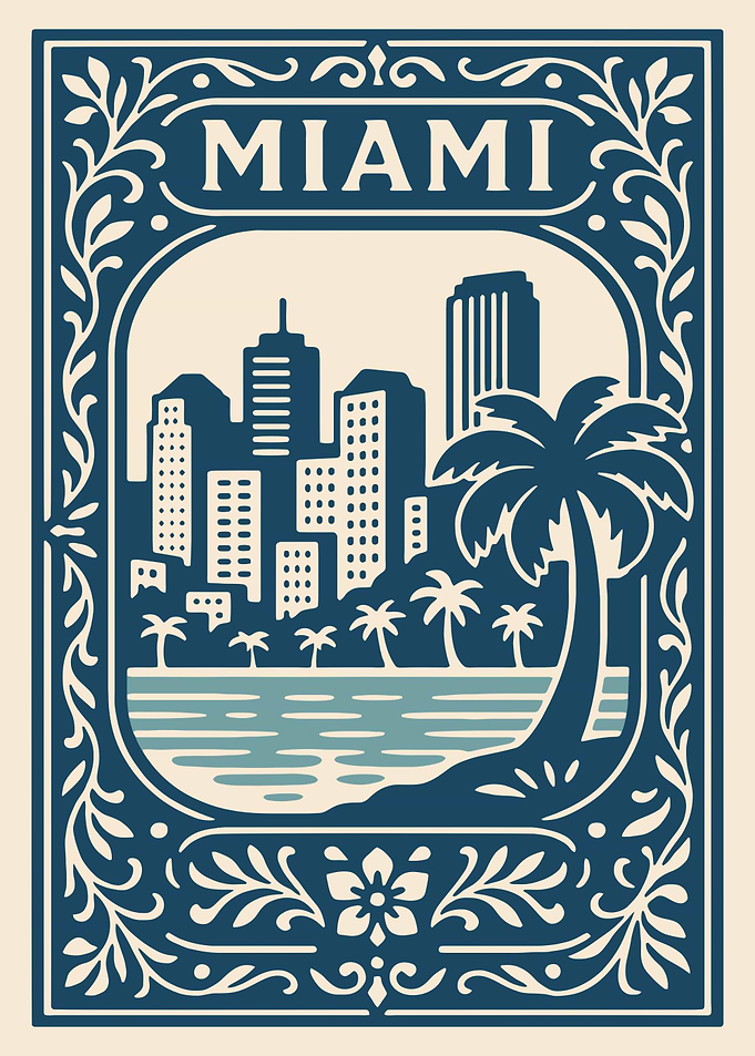 Miami Cityscape Decorative Illustration