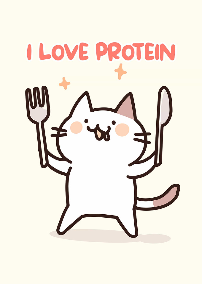 I Love Protein Cat Cartoon