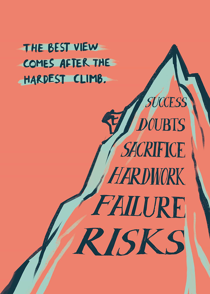 Motivational Mountain Climb Success Poster