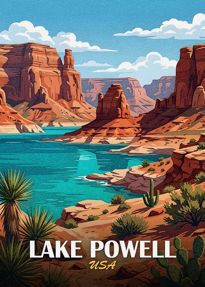 Lake Powell USA Landscape Illustration