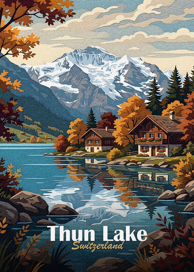Thun Lake, Switzerland Landscape Art