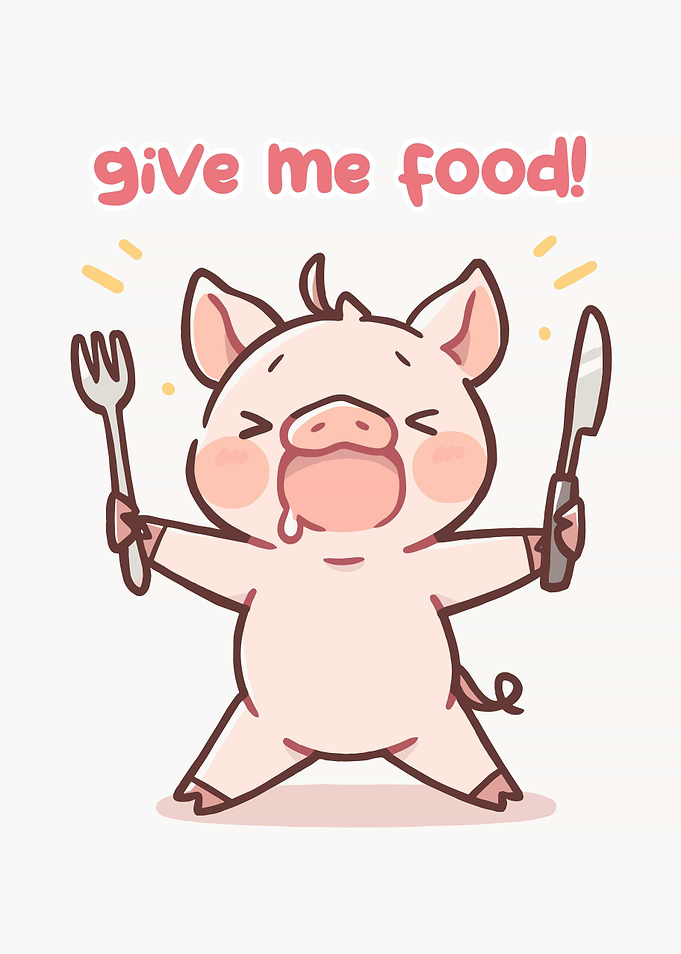 Cute Pig Demanding Food Cartoon