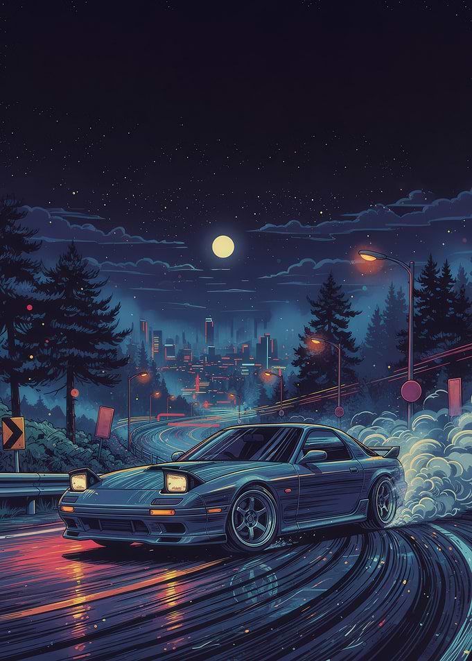 Night Drift: Car in Motion