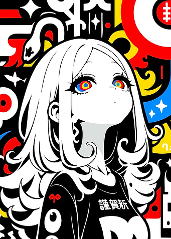 Anime Girl with Colorful Eyes