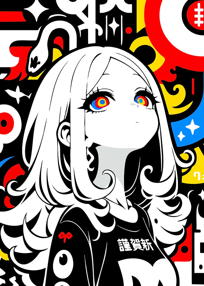 Anime Girl with Colorful Eyes