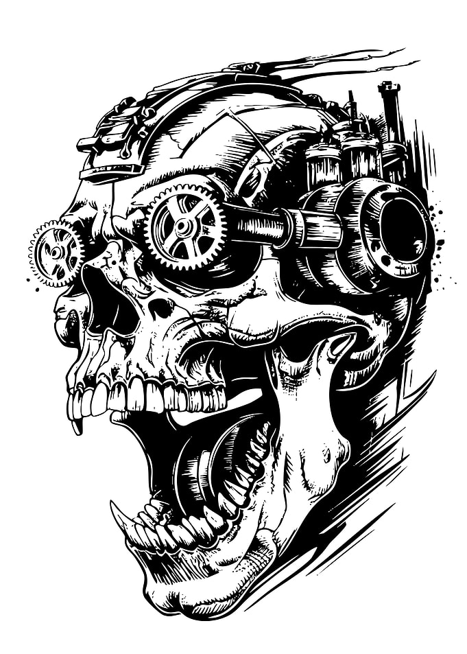 Steampunk Skull Illustration