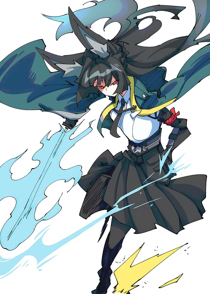 Miyabi with Sword and Wolf Ears