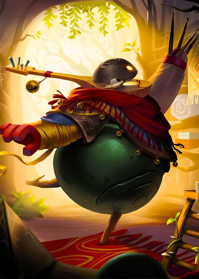 Stylized Character with Musical Instrument