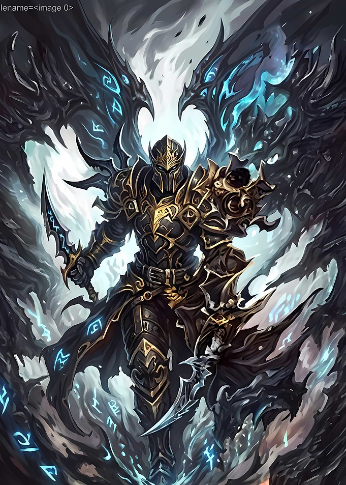 Dark Knight with Wings and Sword