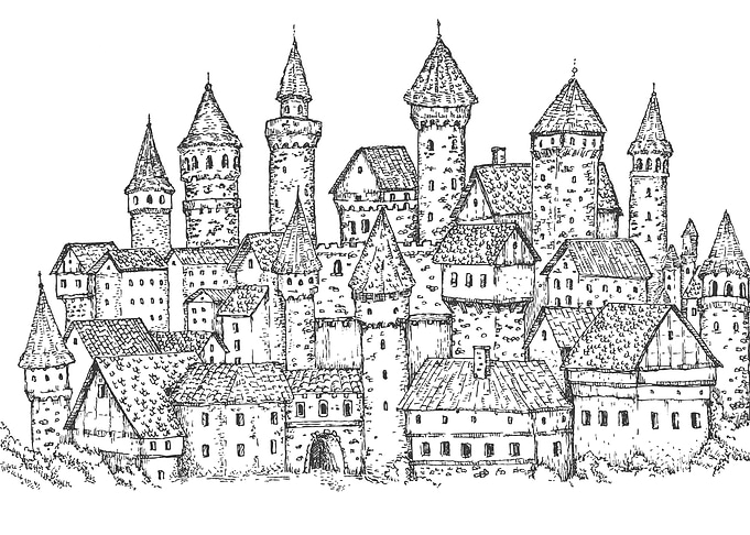 Detailed Castle Illustration