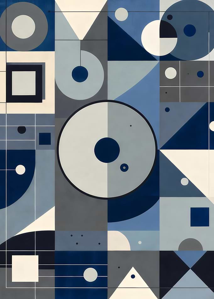 Abstract Geometric Shapes in Blue and Gray