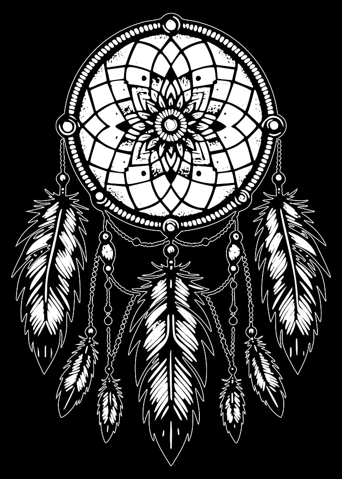 Dreamcatcher Illustration in Black and White