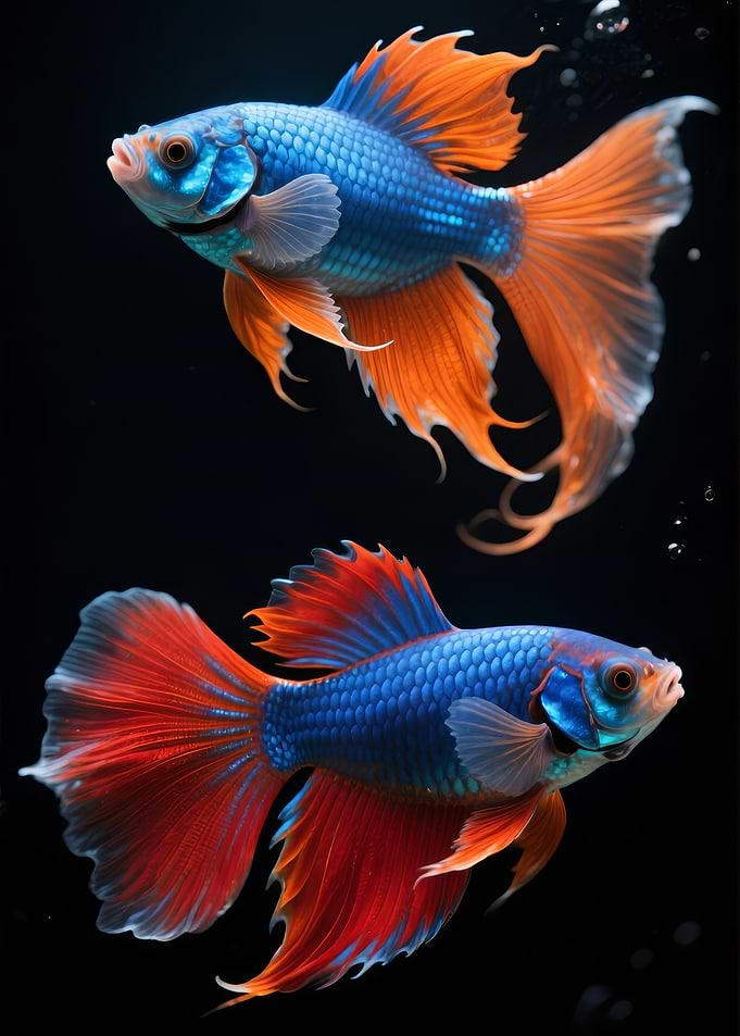 Two Colorful Betta Fish
