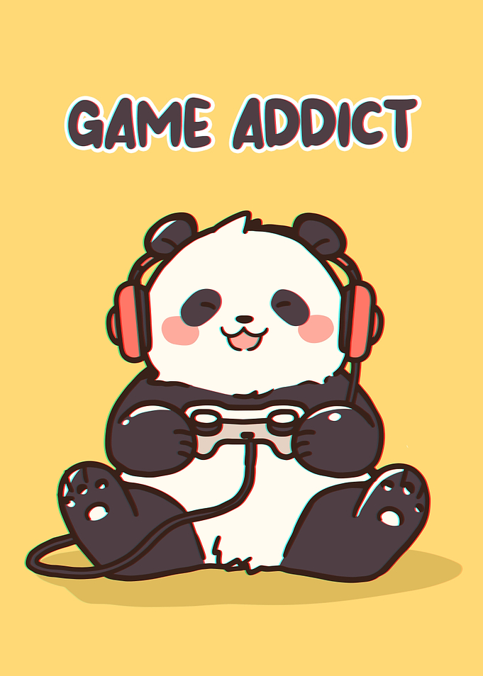 Cute Panda Gamer Illustration