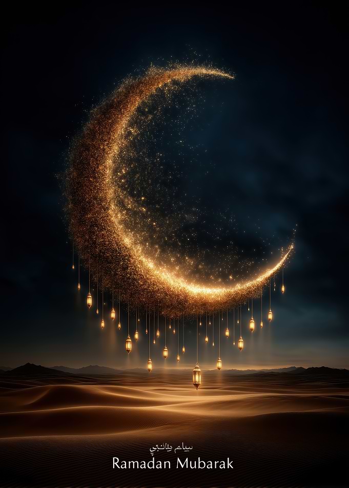 Ramadan Mubarak Crescent Moon Lanterns