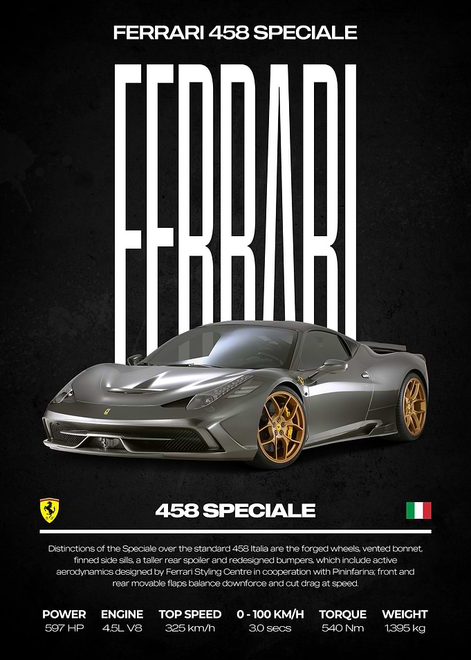 Ferrari 458 Speciale Car Poster