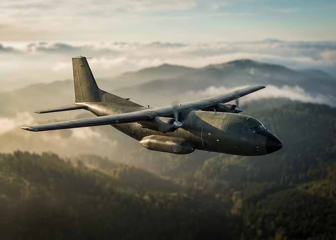 Military Transport Plane in Flight