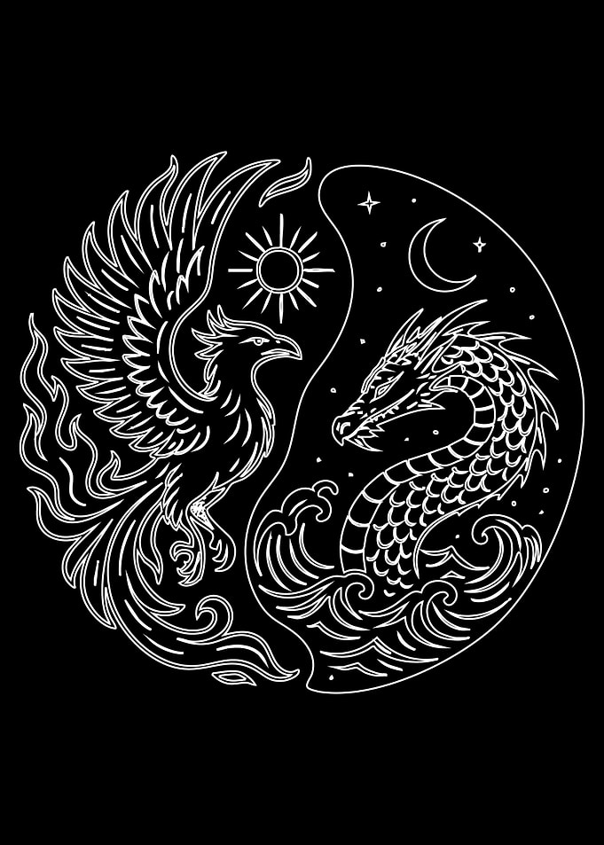 Yin Yang Phoenix and Dragon