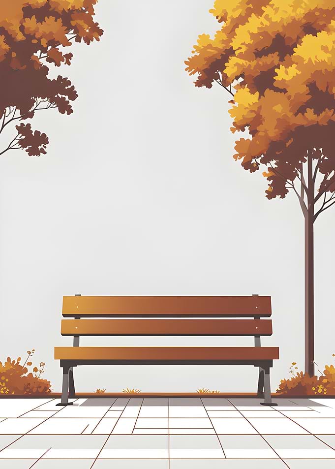 Autumn Park Bench Illustration