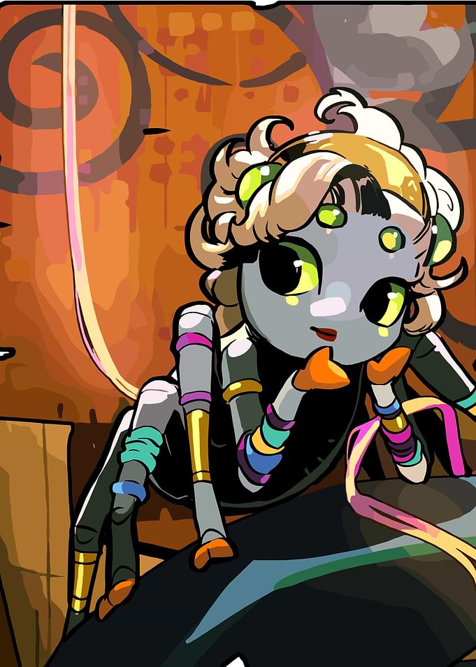 Hades Cartoon Spider Girl with Colorful Accents