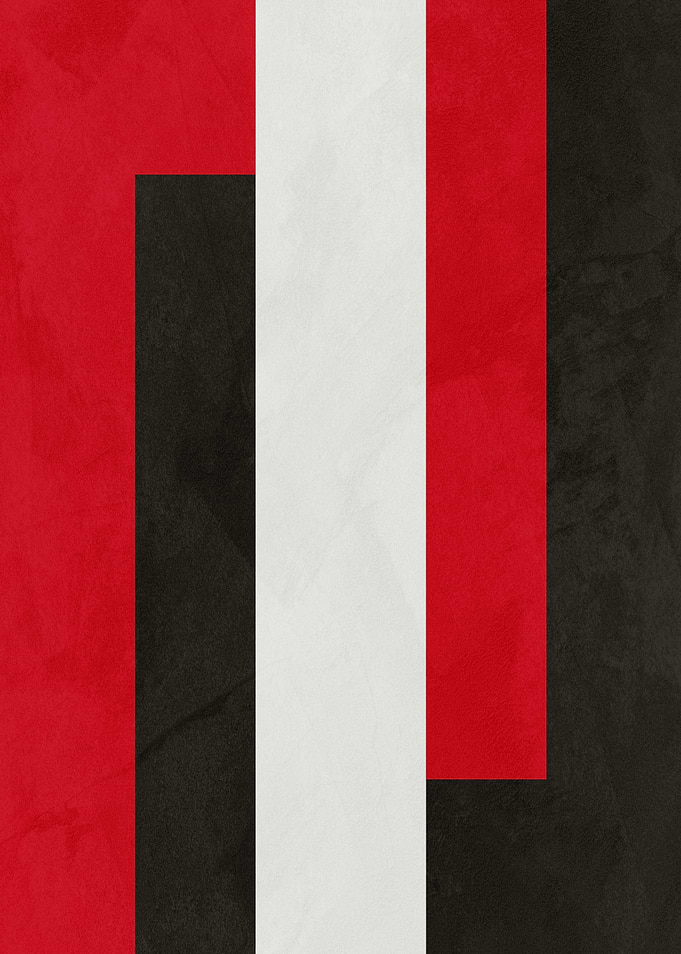 Abstract Red, White, and Black Composition