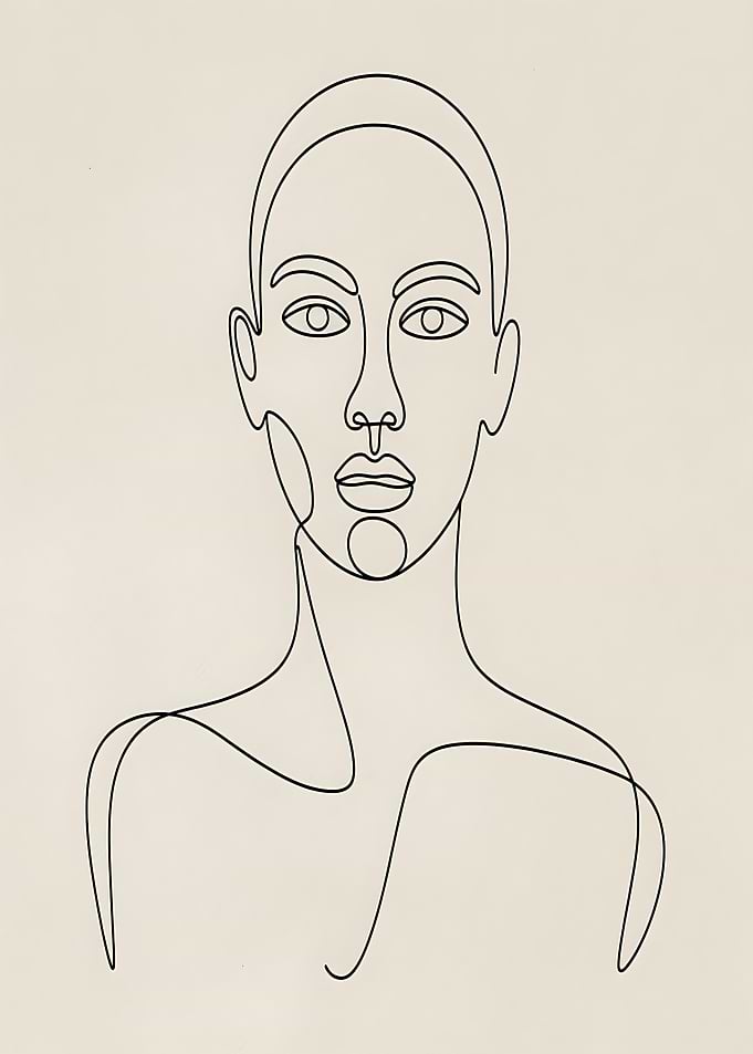 Minimalist Woman Portrait Line Art