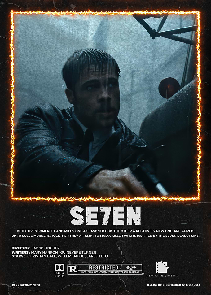 Se7en Movie Poster with Brad Pitt